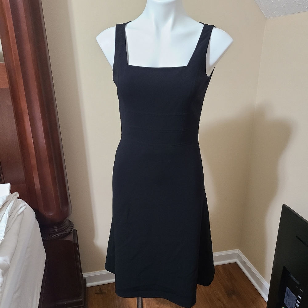 Black flare knee length tank dress